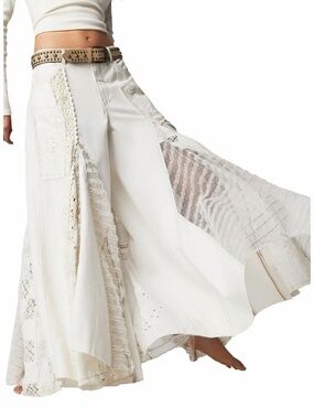 Free People Great Escape Wide Leg Lace Jeans Ivory 29 Rare Sold Out